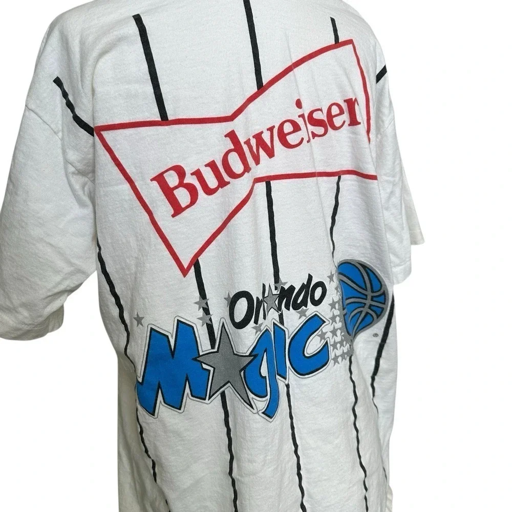 Vintage 90s Orlando Magic Budweiser NBA White T-Shirt L. Cotton